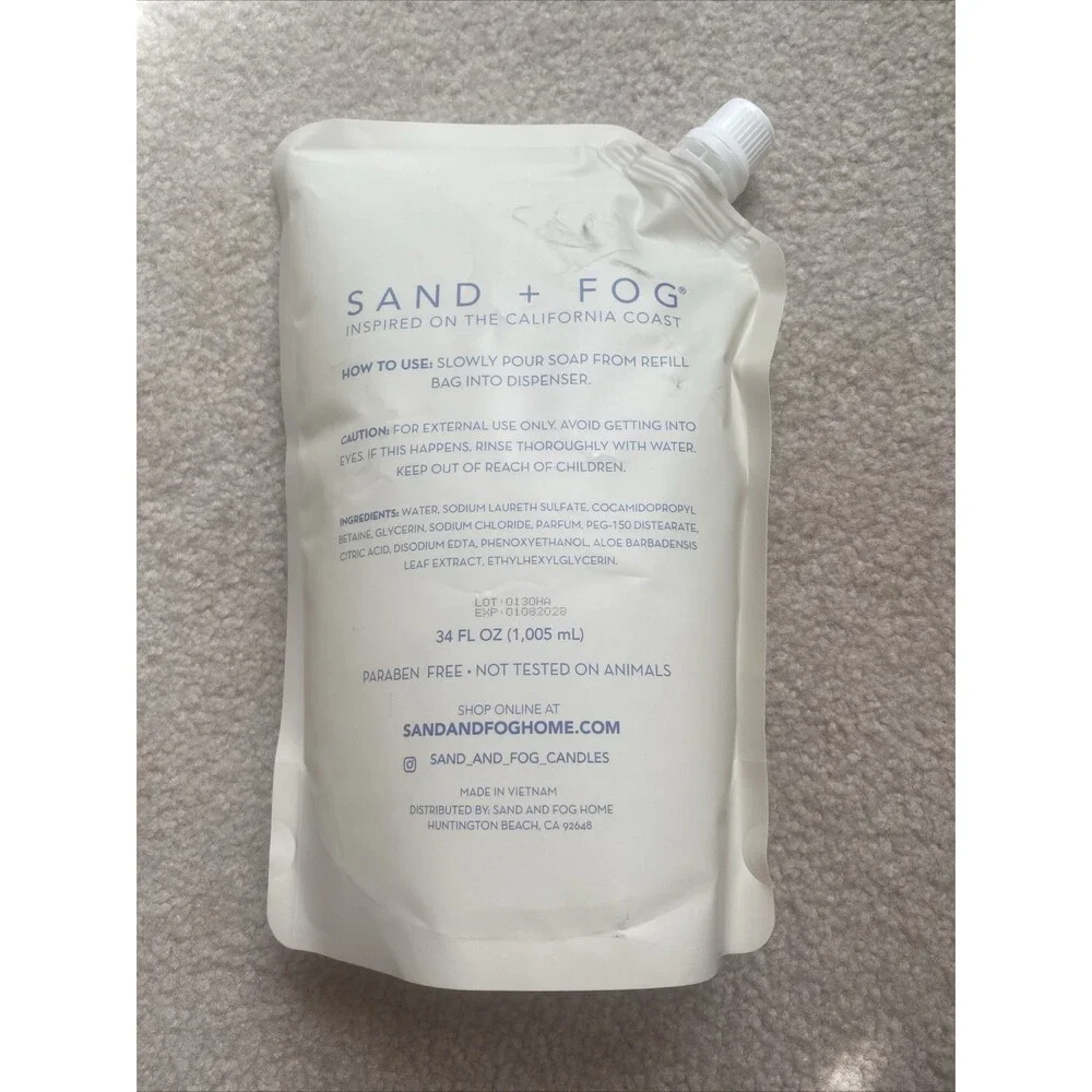 Sand + Fog Vanilla Sandalwood Scented Hand Soap Refill 34 fl Oz Sealed LARGE
